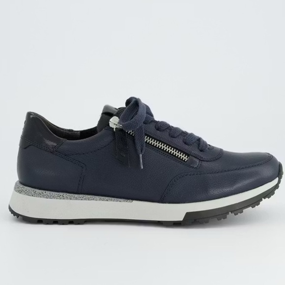 Leather SneakerCOLOR: Navy BlueNever Worn in Box